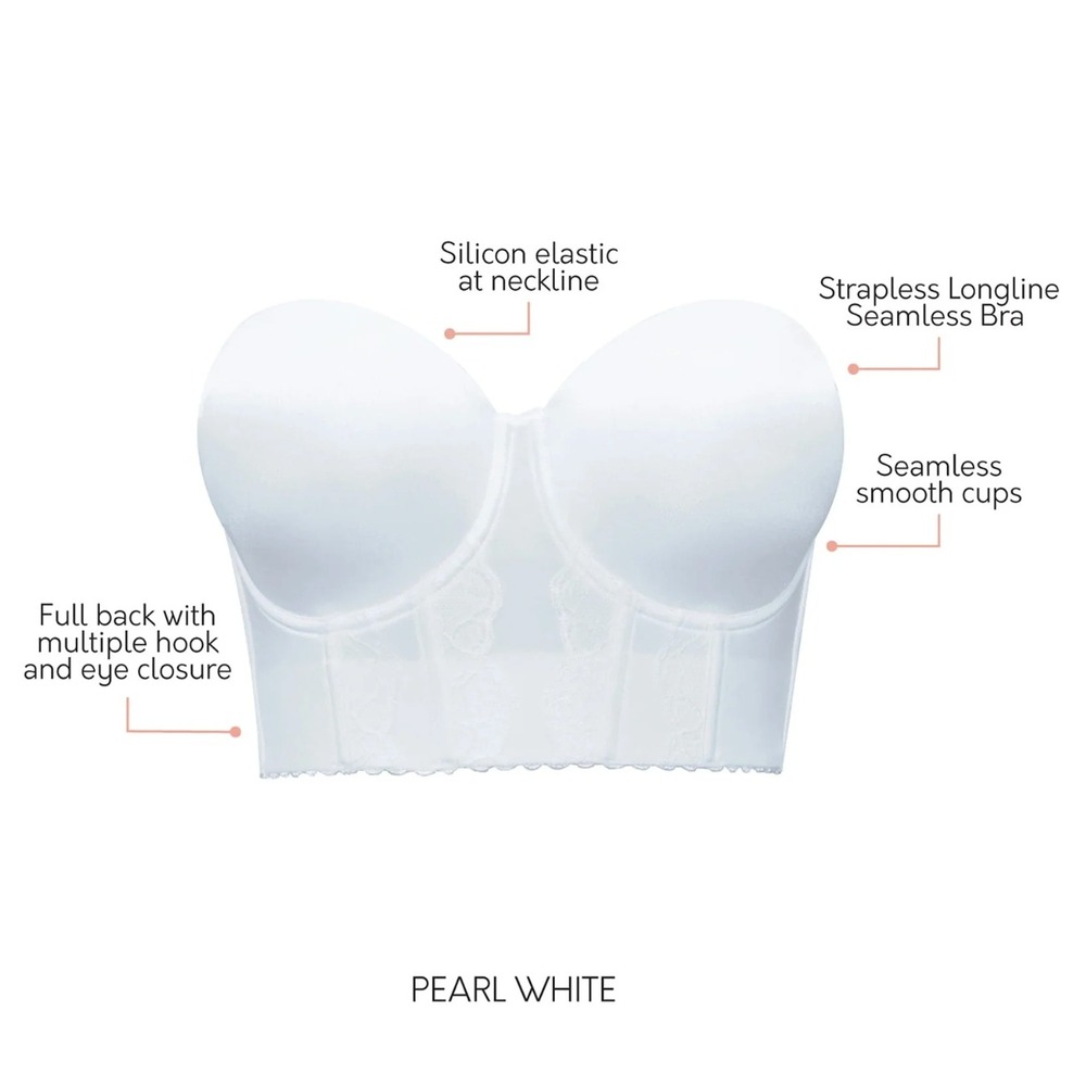 Parfait 34B NWT White Strapless Longline Corset Bra Pearl White - Picture 6 of 10